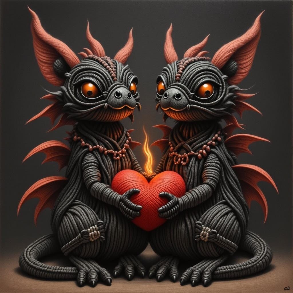 Romantic Lava Dolls Amidst Volcanic Eruption