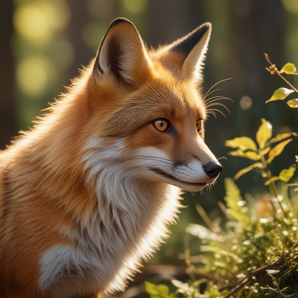 Playful Fox in Vibrant Watercolor Forest