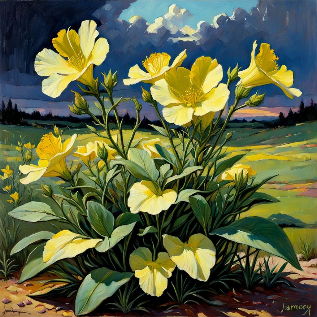 Evening Primrose: Oil Painting in Gurney Style