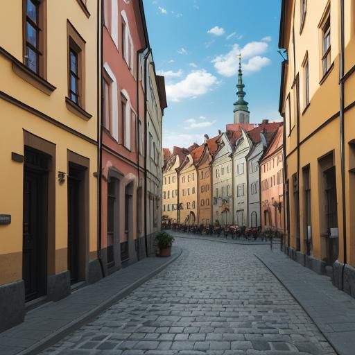 Charming Cobblestone Street in Old Town Lublin
