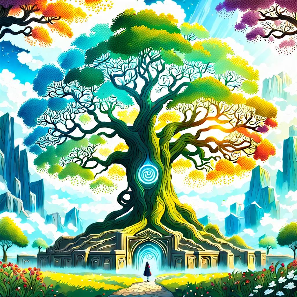 Utopian Tree in a Celtic Fantasy Landscape
