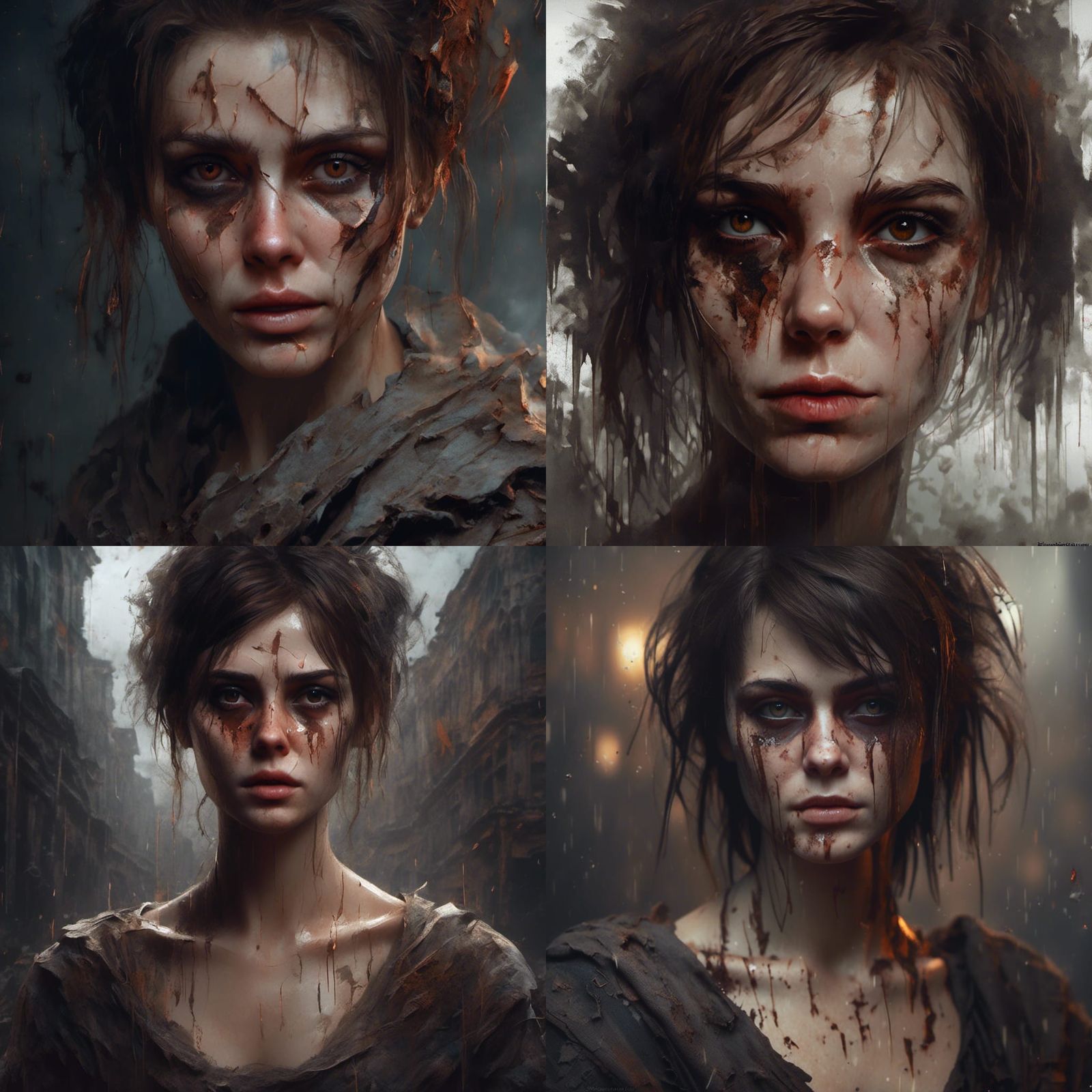 Sad Woman Portrait in Dark Fantasy Style