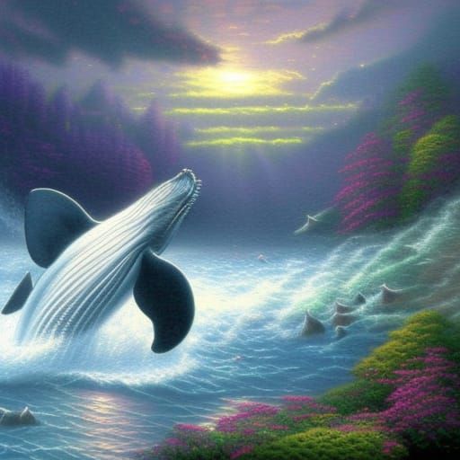 Ethereal Whale in a Hyperdetailed Fantasy Landscape