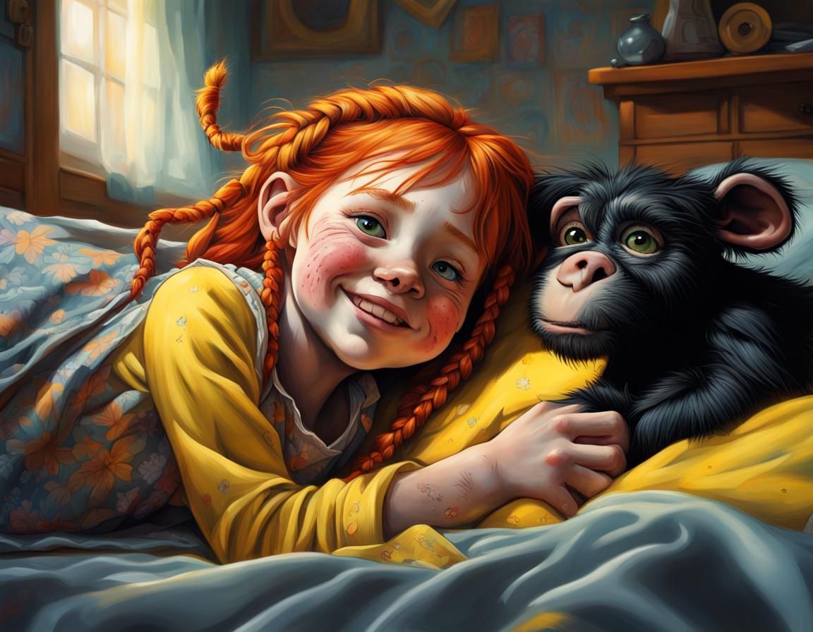 Pippi Longstocking In Her Bed