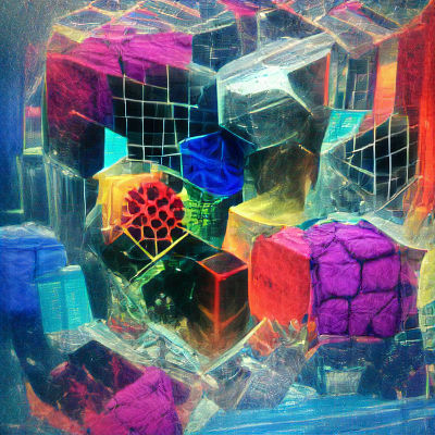 Colorful Tesseract Geometric Abstract Art