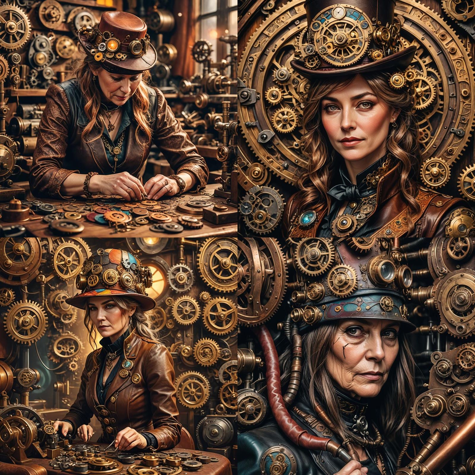 Steampunk Artisan Hand-Stitching Leather Hat