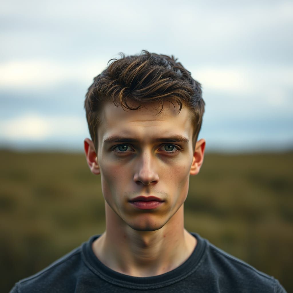 Strong-Faced Young Man in Soft Focus