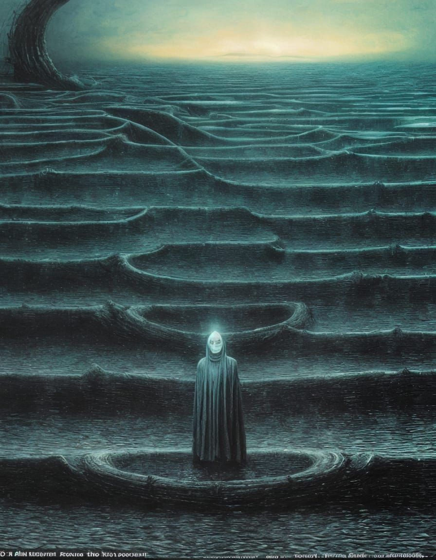 Surreal UFO at Night on Deserted Beach