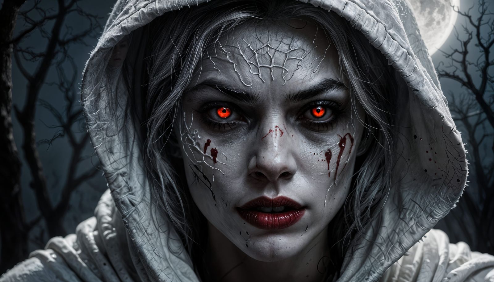 Hooded Woman with Signs of Werewolf Attack