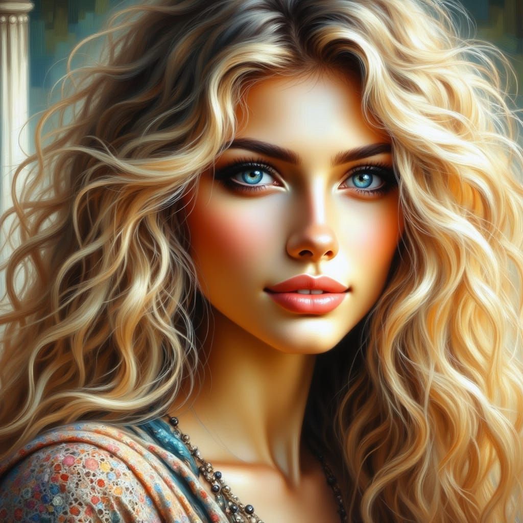 Regal Blonde Woman in Elegant Portraiture