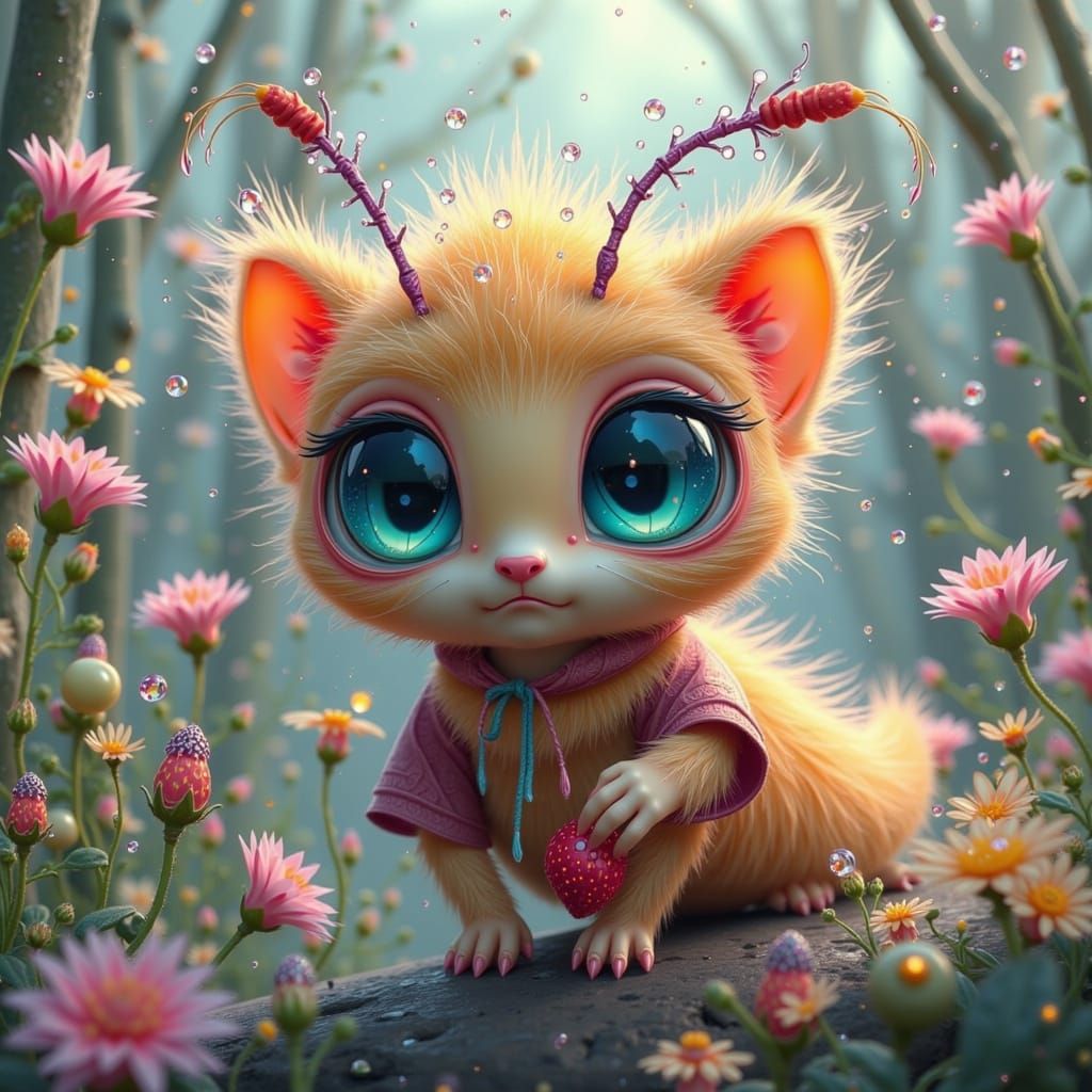 Cute Caterpillar Hybrid in Watercolor Style