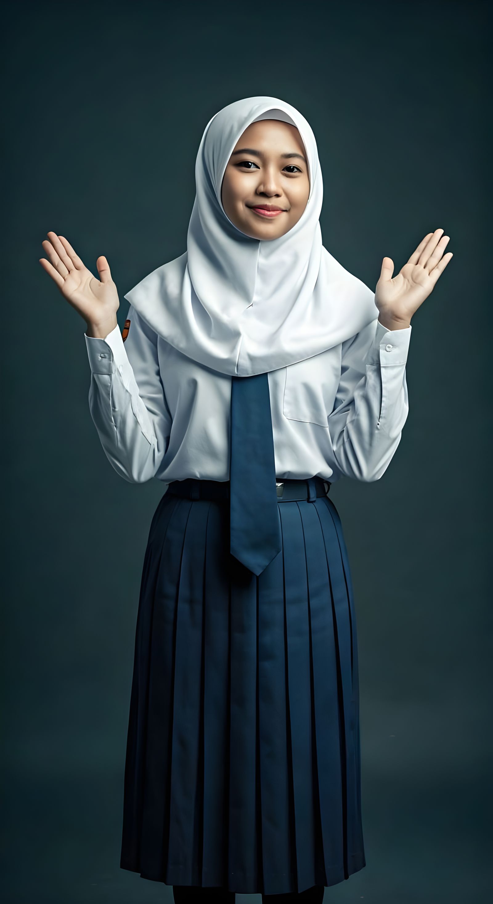 Indonesian Schoolgirl in Traditional Attire: Realistic Portr...
