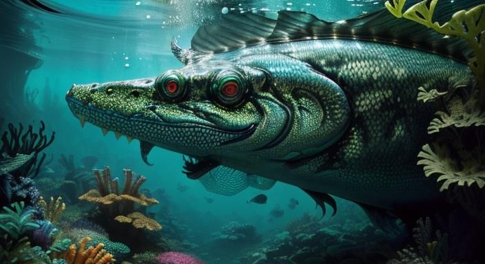 Camouflaged Underwater Predator in Expressionist Rococo Styl...