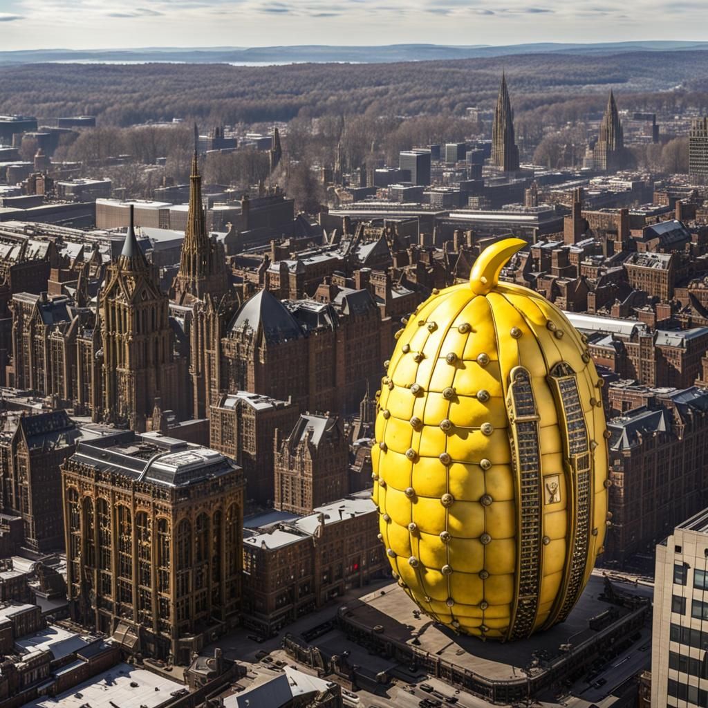 Steampunk Lemon Skyscraper in Old New York