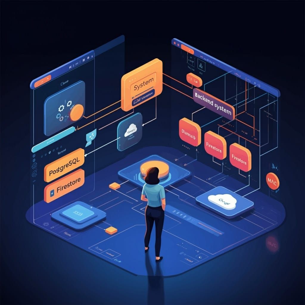 Futuristic Backend System Diagram in Technological Style