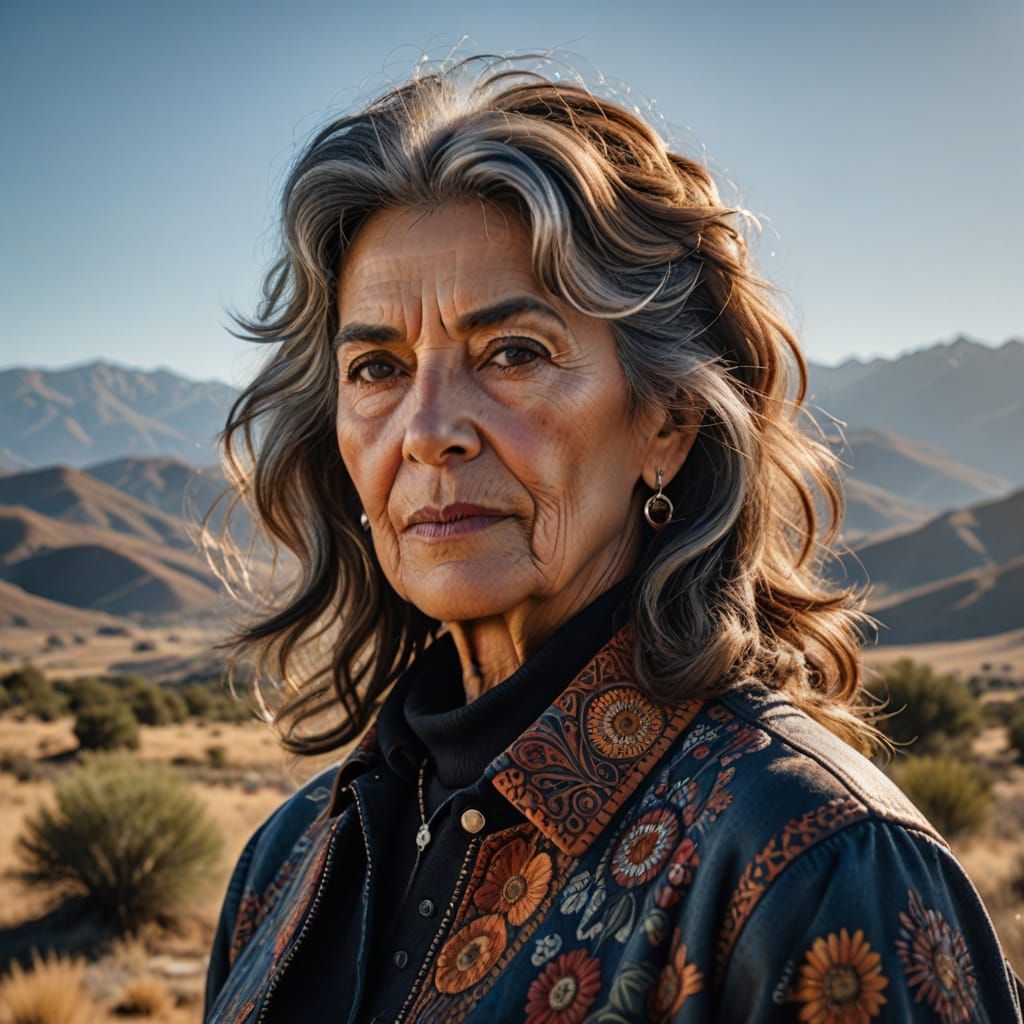 Spanish-Chilean Woman Standing in 1973 Chilean Landscape