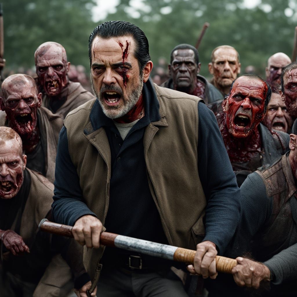 Negan and Lucille Surrounded by Walkers
