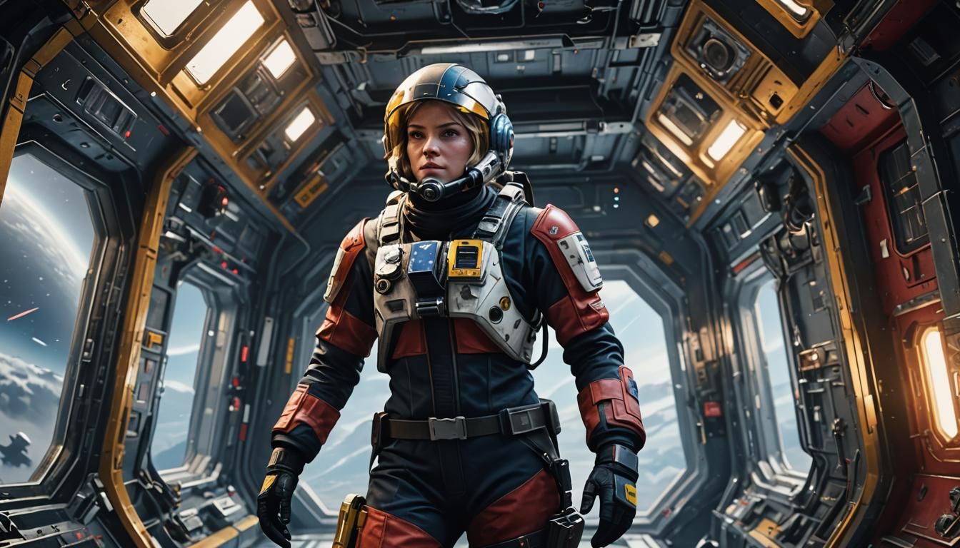 Norwegian Pilot Checks Starfighter in Sci-Fi Hangar