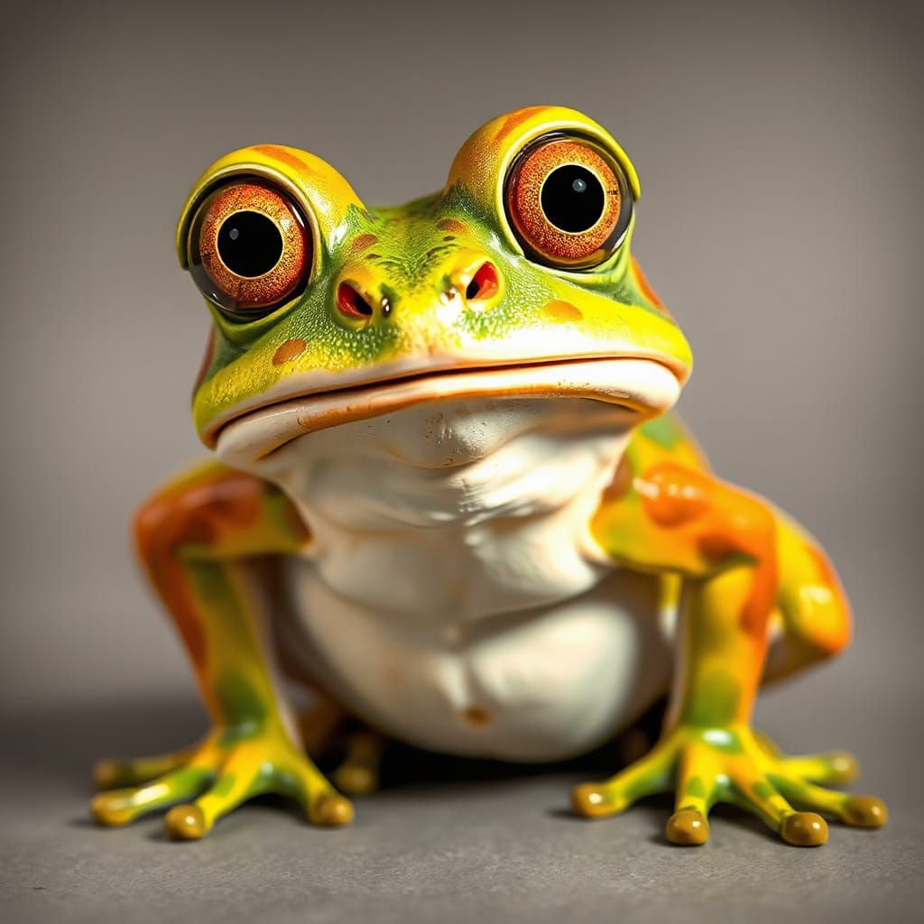 Expressive Cartoon Frog with Stunned Look