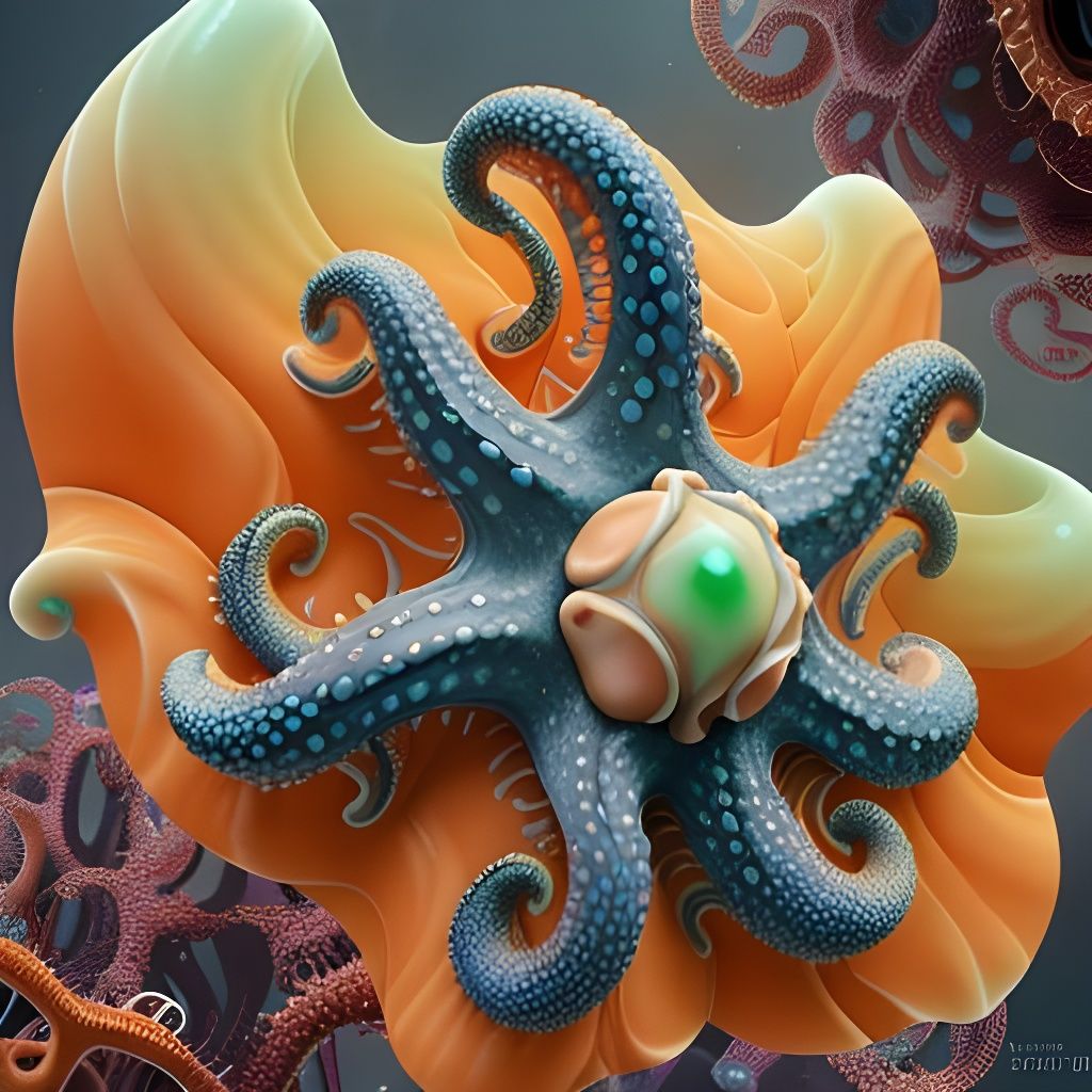 Complex Abstract Image with Magical Particles in 3D