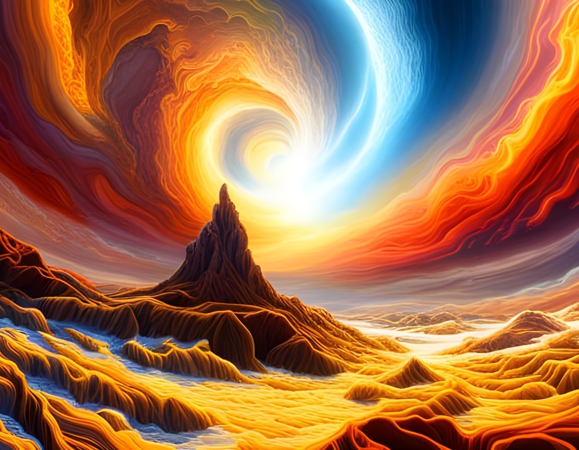 Silver and Gold Fractal Planet Digital Painting