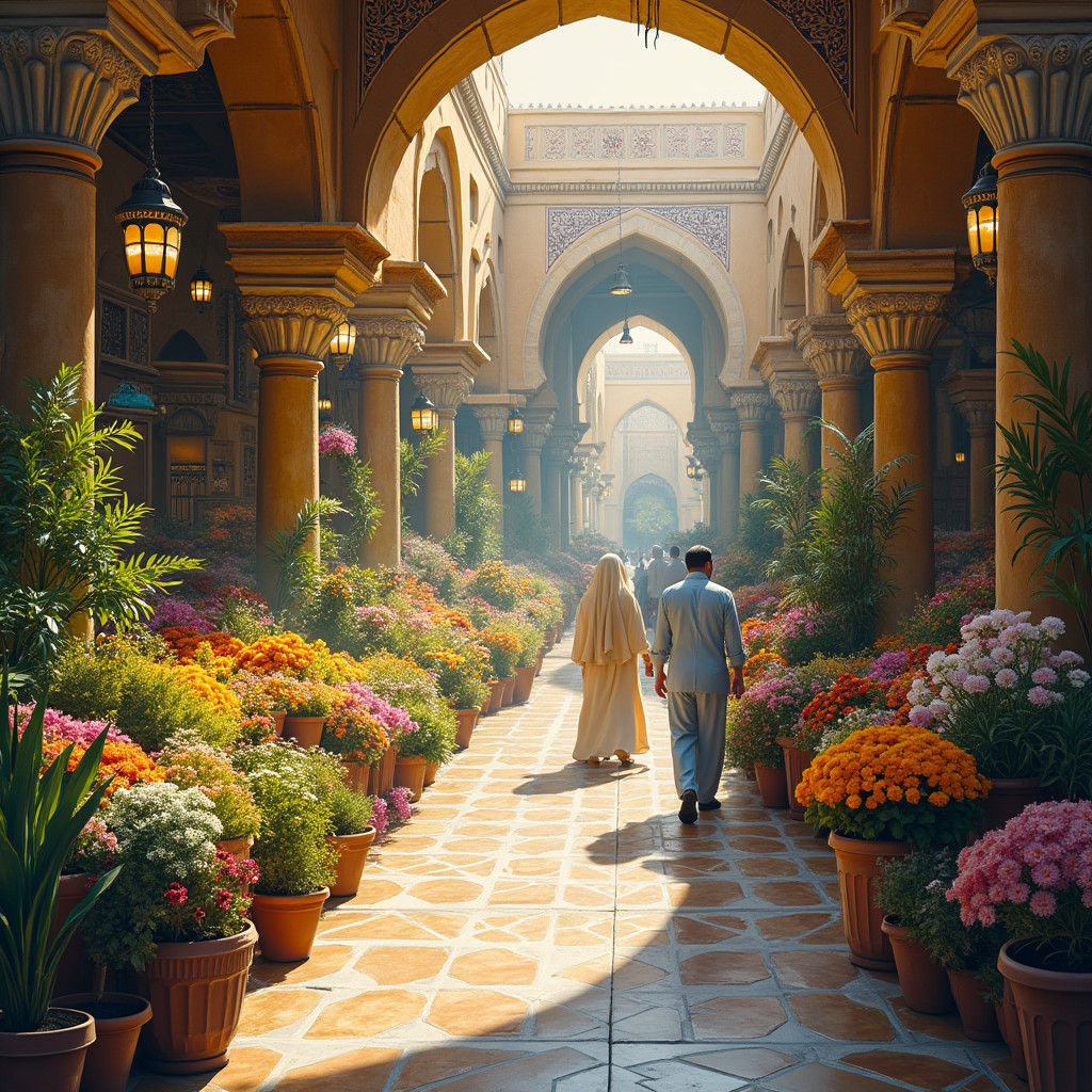 Riyadh Flower Market in Islamic Geometric Style