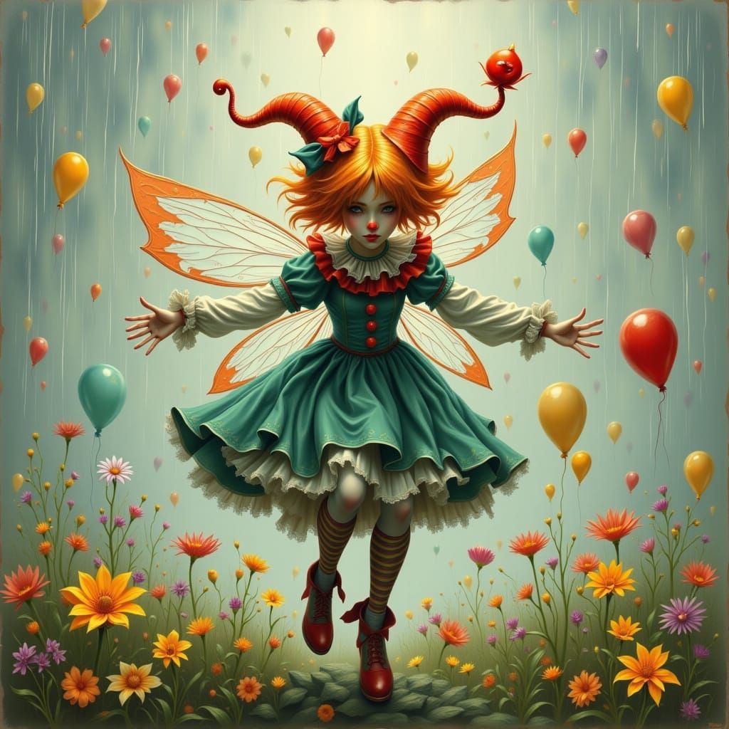 Clown Fairy in the Rain, Painterly Style