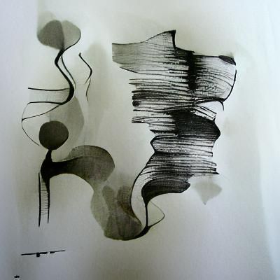 Abstract Ink Drawing with Flowing Lines