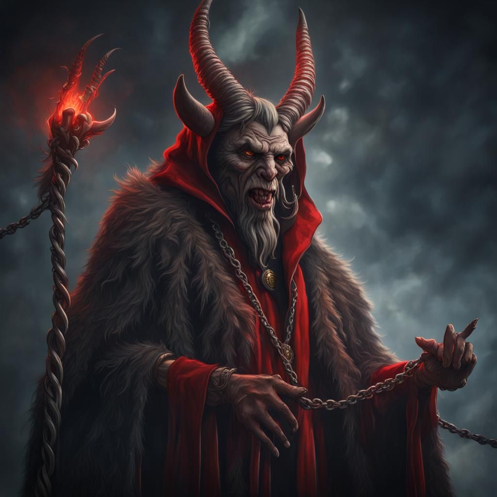 Detailed Krampus with Horns and Chains