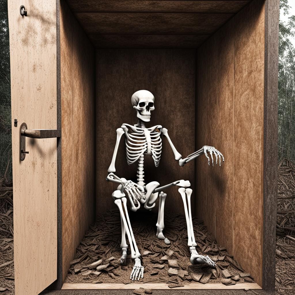 Liminal Skeleton in Outhouse: Eerie Transition