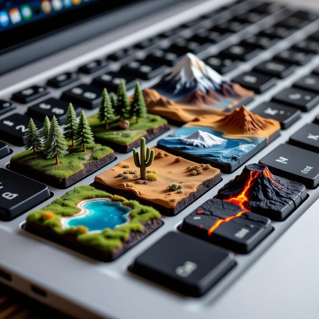Miniature Landscapes Emerge From Laptop Keyboard