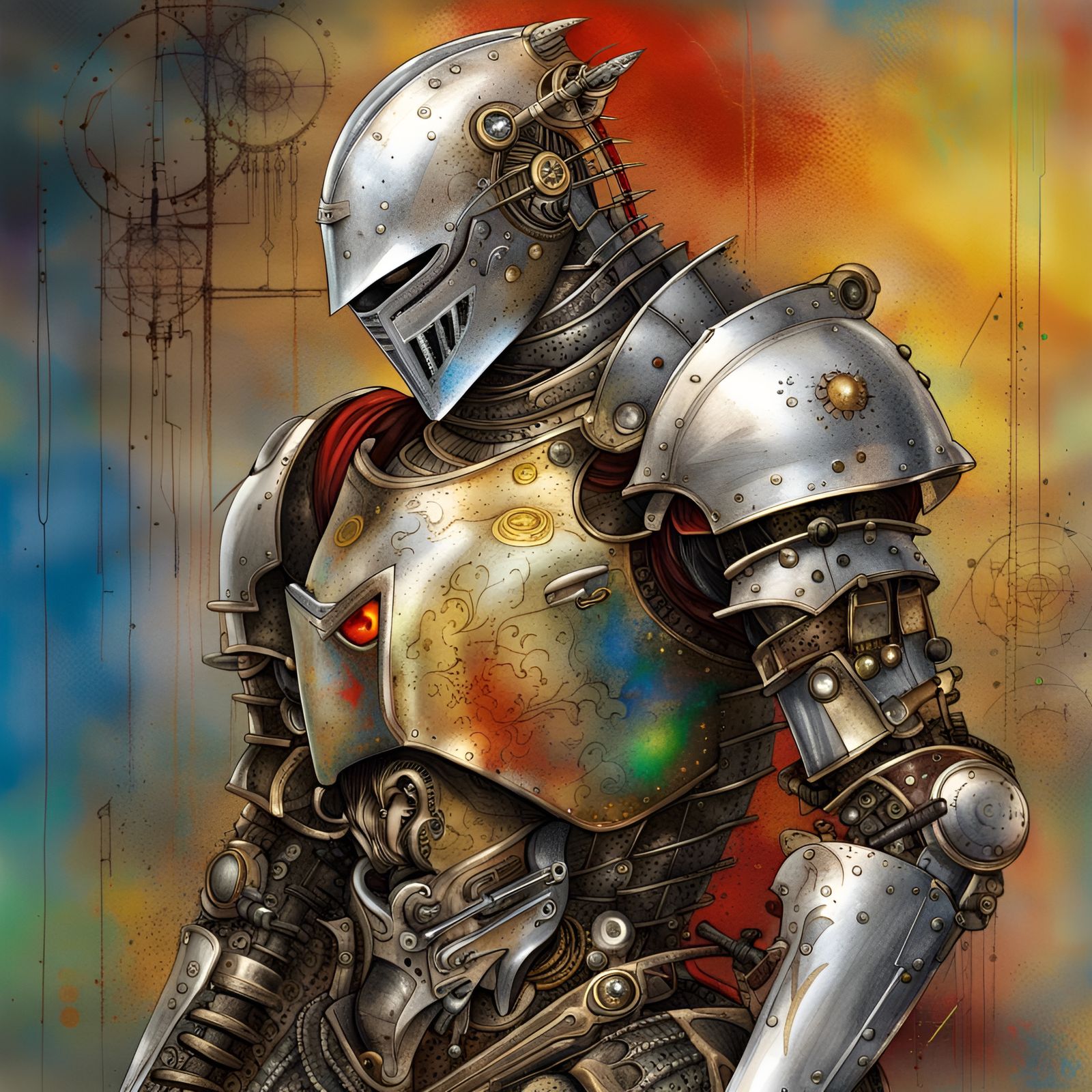 Mechanical Knight Robot in Fantasy Art Style