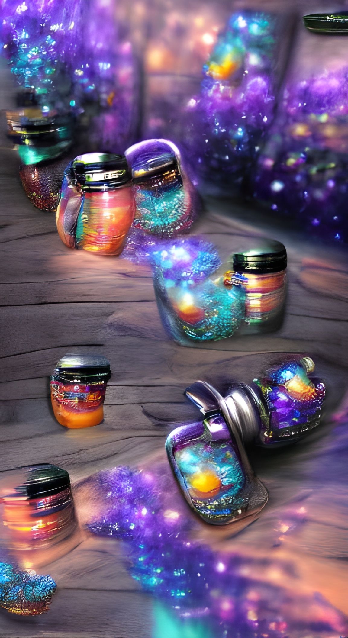 Colorful Galaxy Fantasy Potion in Glass Jars