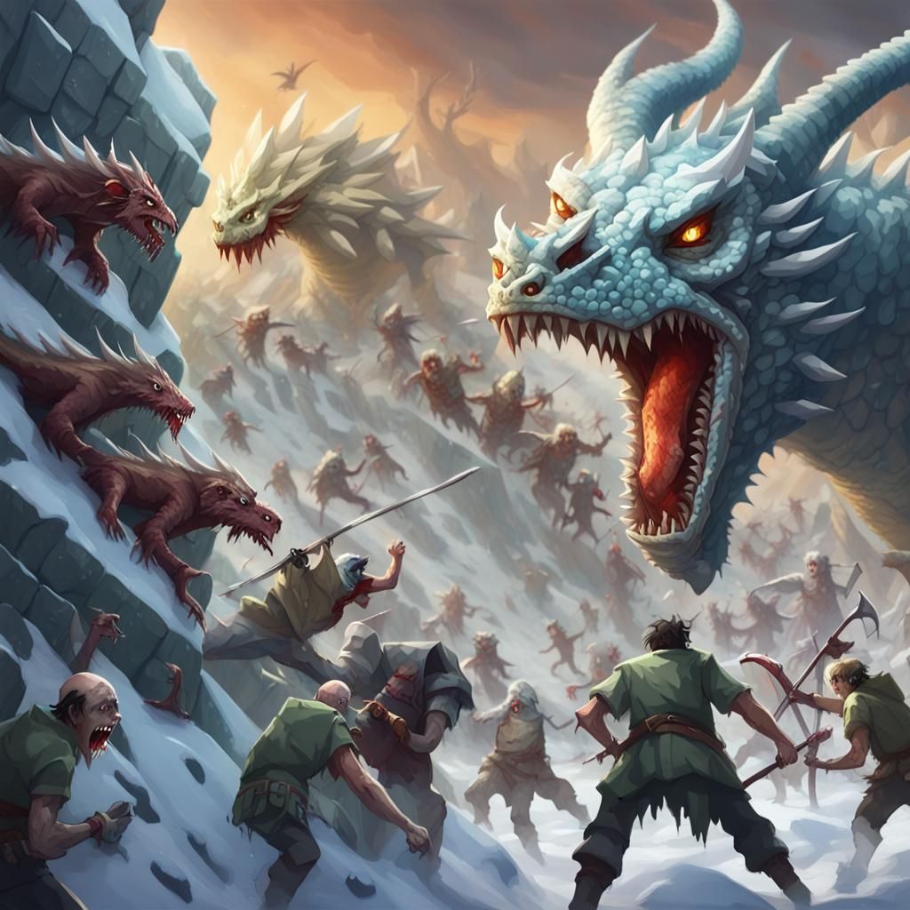 Ice Dragon Over Zombie Knight Battle