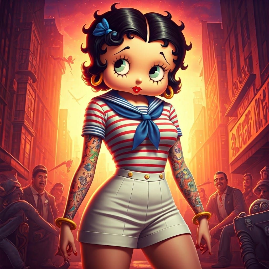 Betty Boop Tattoo Queen in 1940s Pin-Up Style