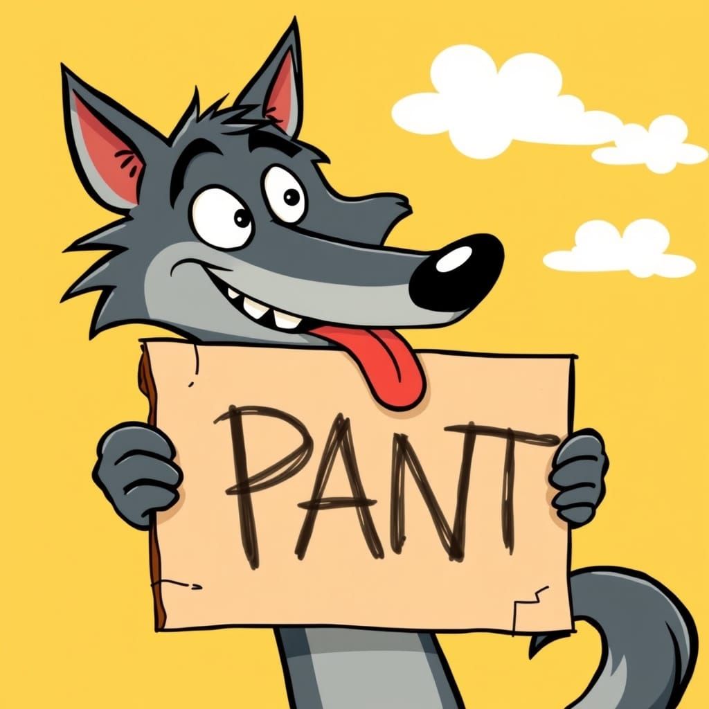 Playful Wolf in a Classic Cartoon Style
