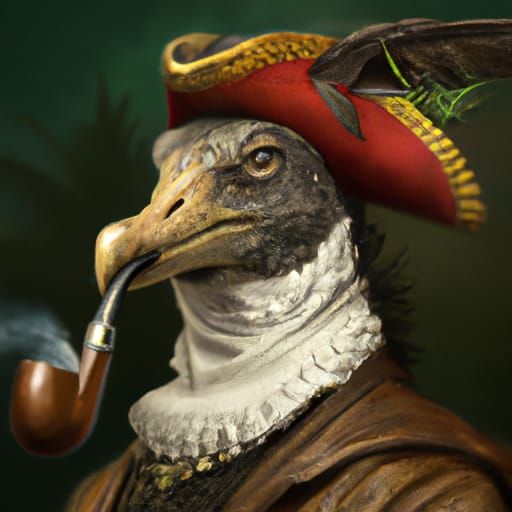 Velociraptor as British Admiral: An Oil Painting