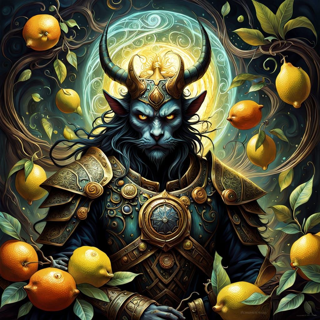 Surreal Warrior of Lemon in Eerie, Dreamlike Quality
