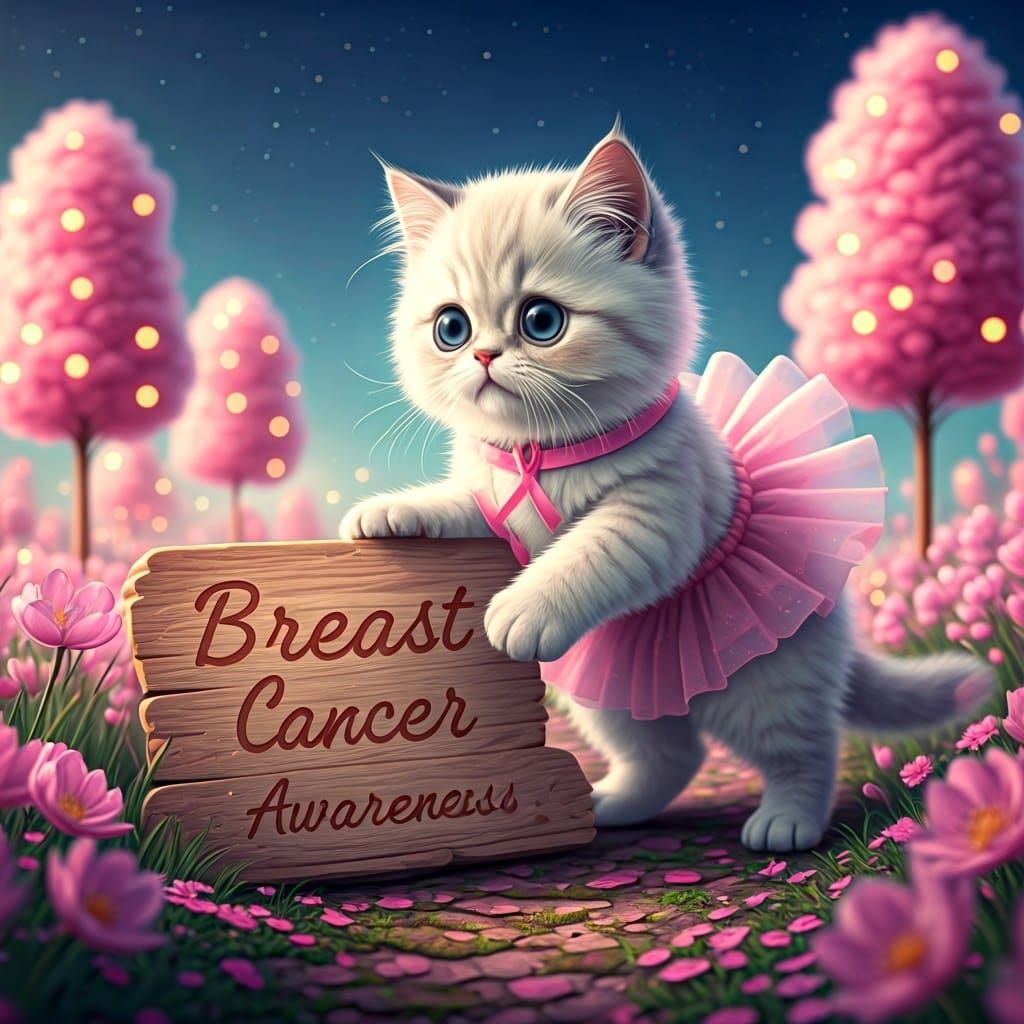 Pastel Kitten in Candy Garden Supports Awareness