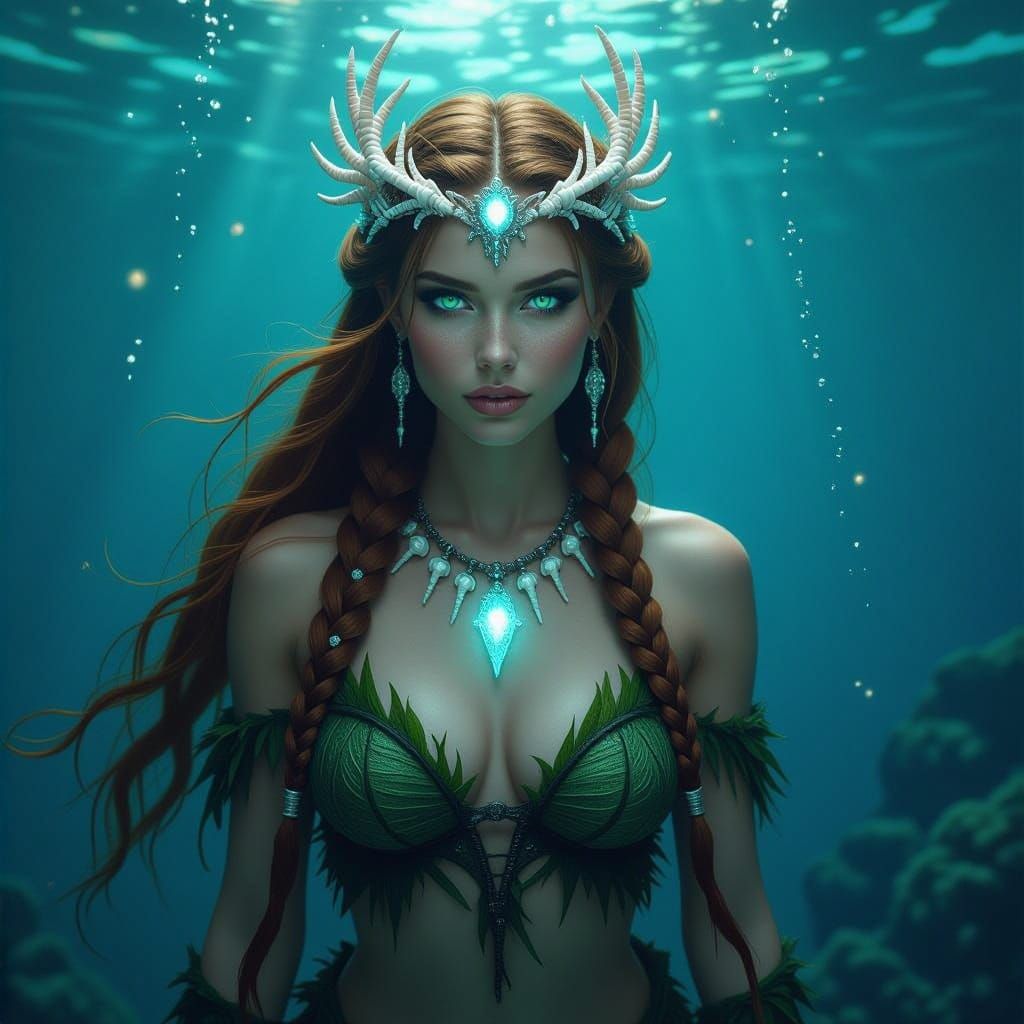 Viking Mermaid Goddess Eistla in Detailed Digital Painting