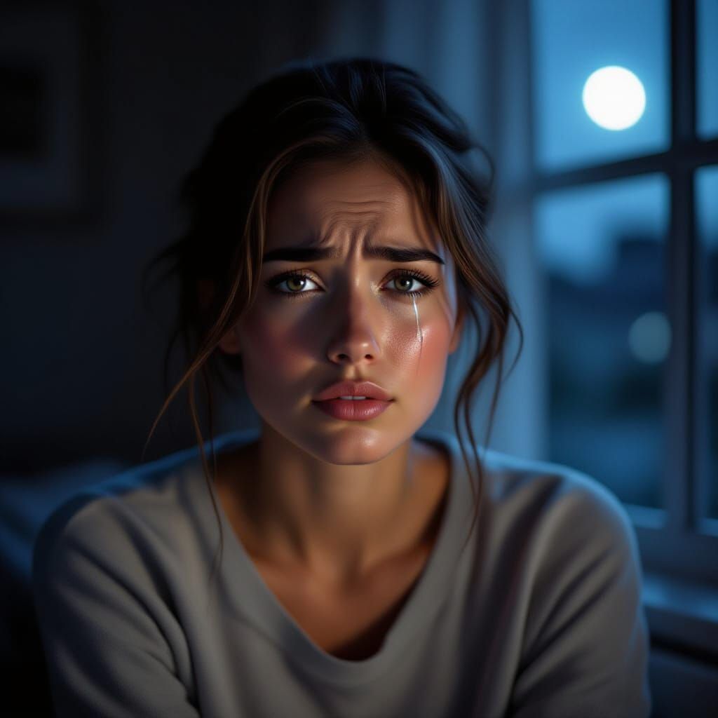 Cinematic Portrait of Solitude in Moonlight