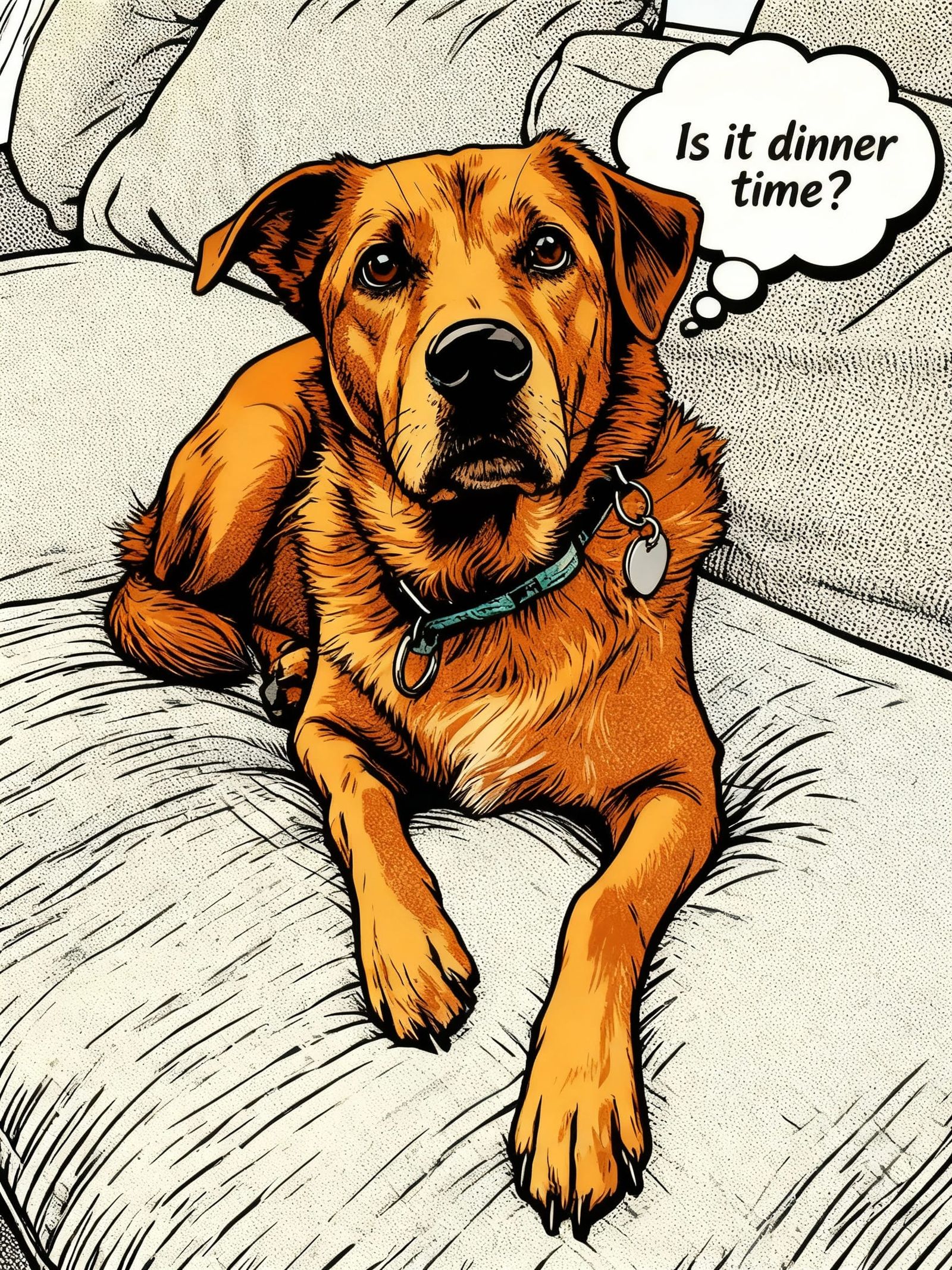 Pop Art Screen Print with Thought Bubble