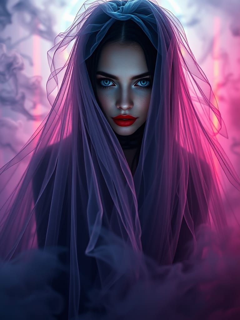 Ethereal Gothic Lady in Dreamcore Acrylic Art