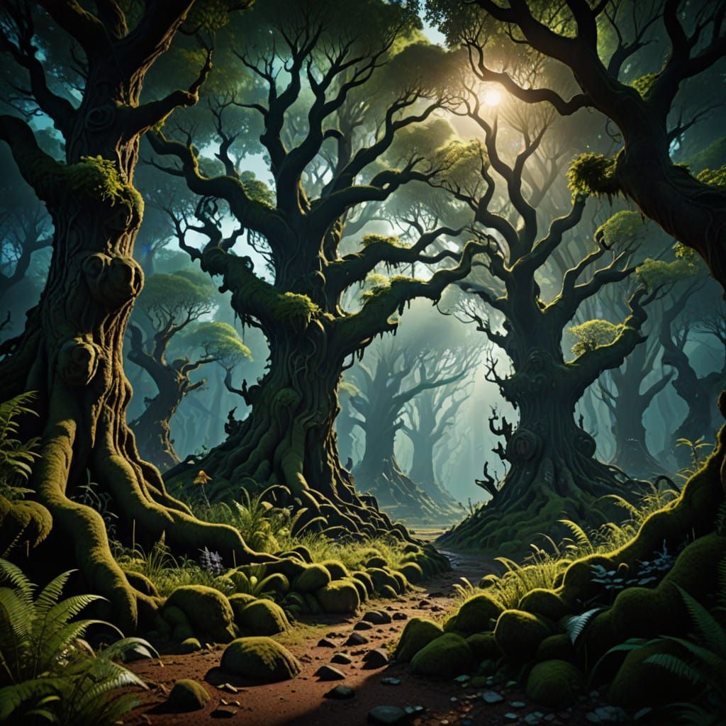 Epic Cinematic Digital Landscape of Mighty Beings' Realm