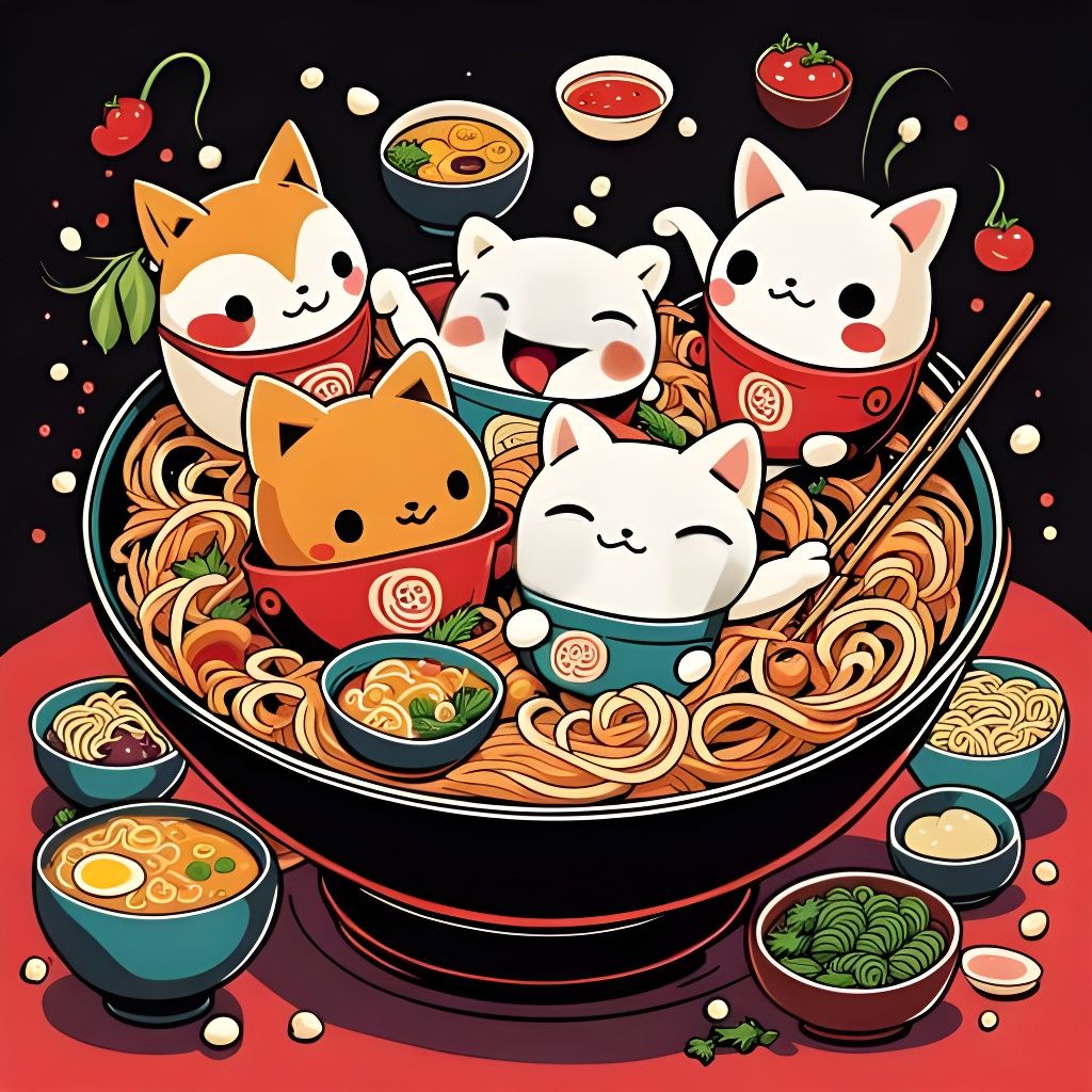 Cat's Dream of Ramen Noodles