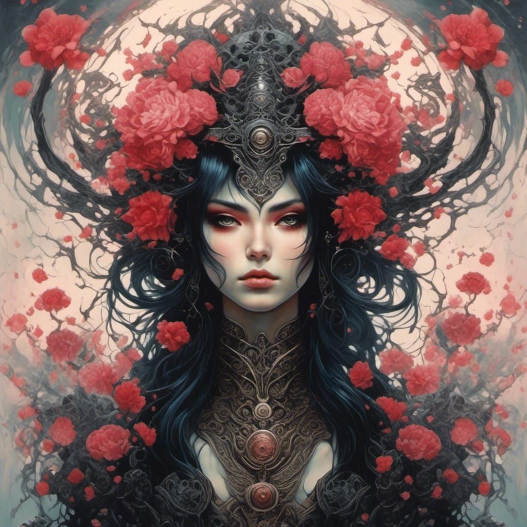 Gothic Anime Goddess with Cosmic Samurai Fusion