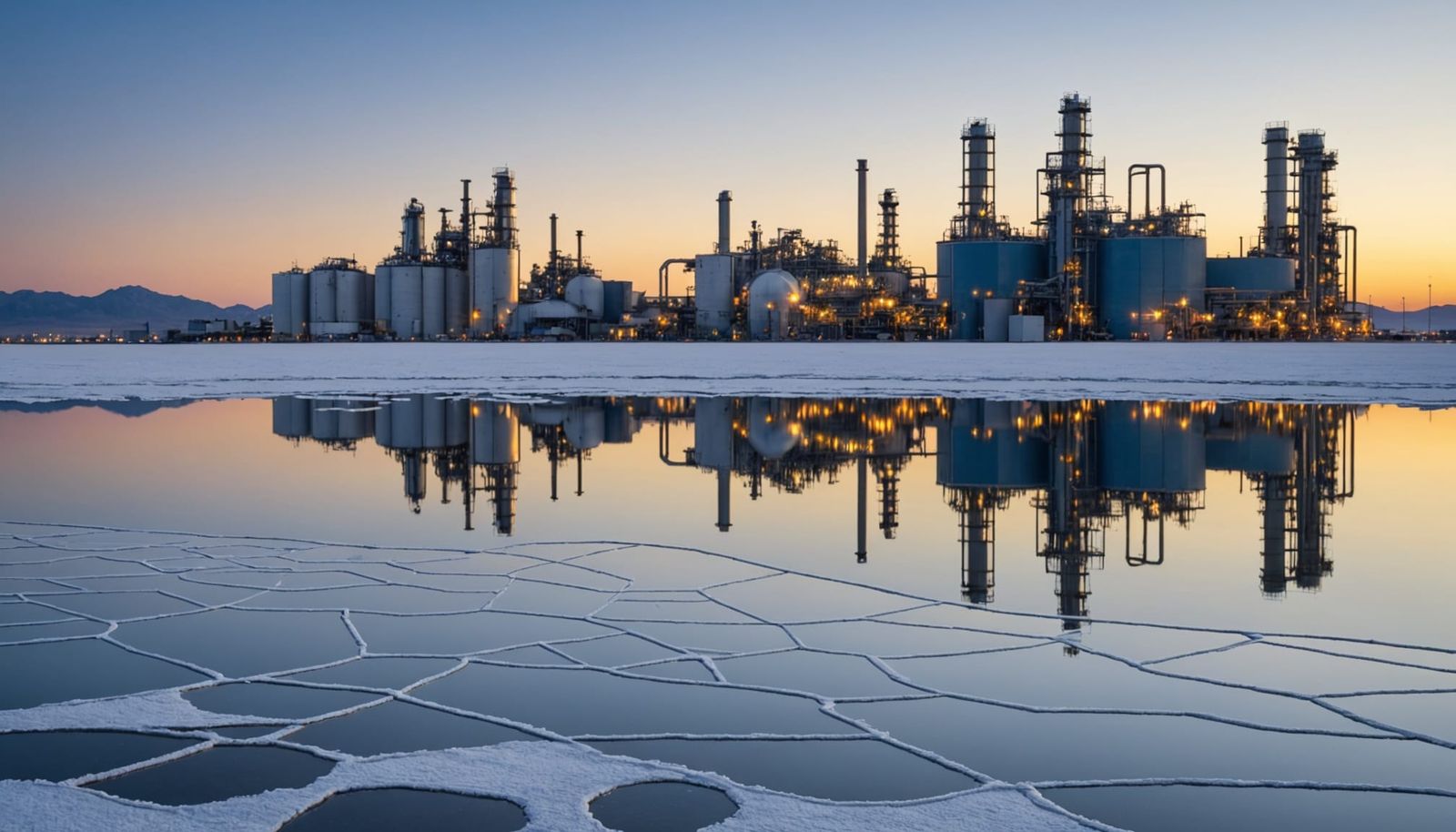 Chemical Plant Reflection on Salt Flat