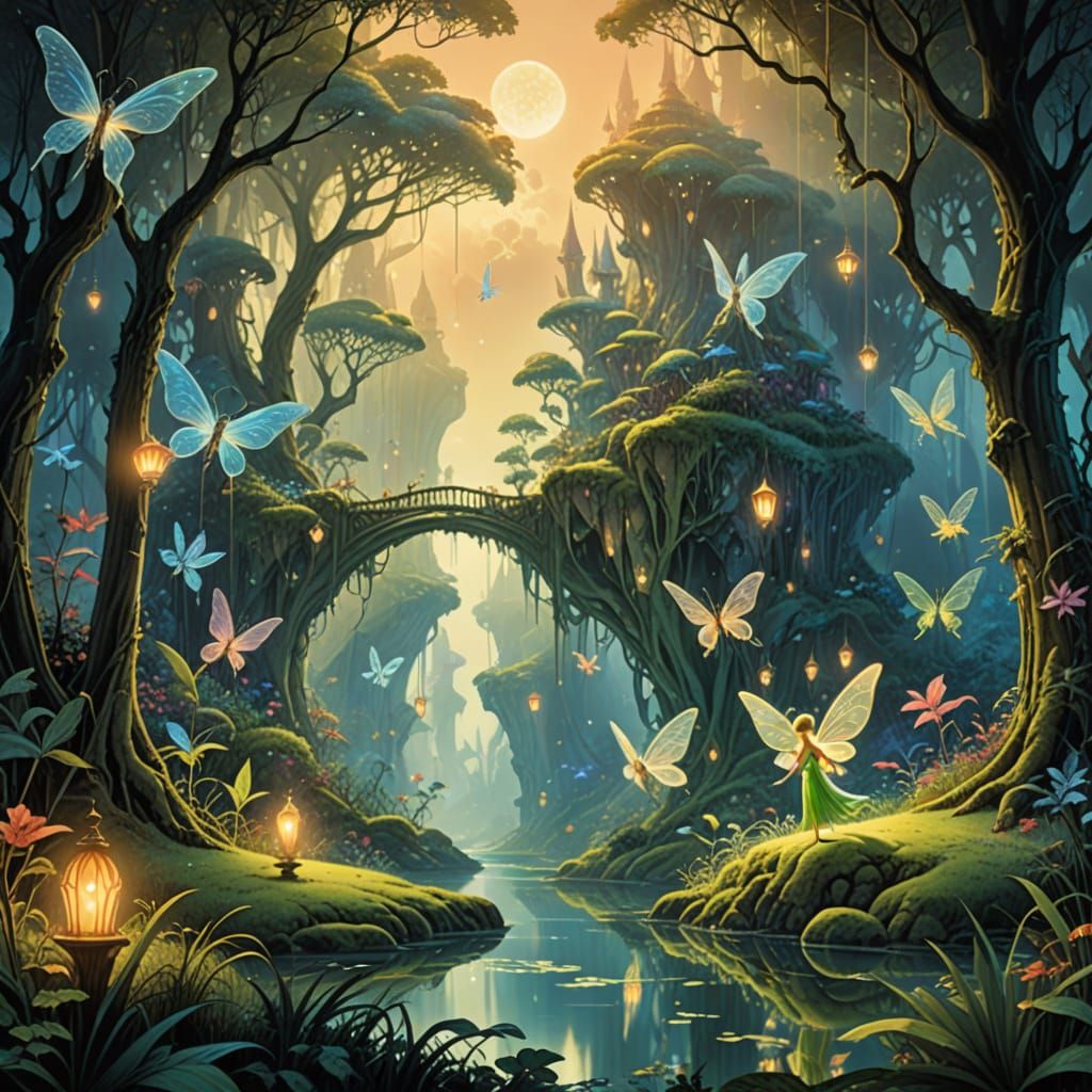 Whimsical Fairies Gather in a Dreamy, Glowing Forest
