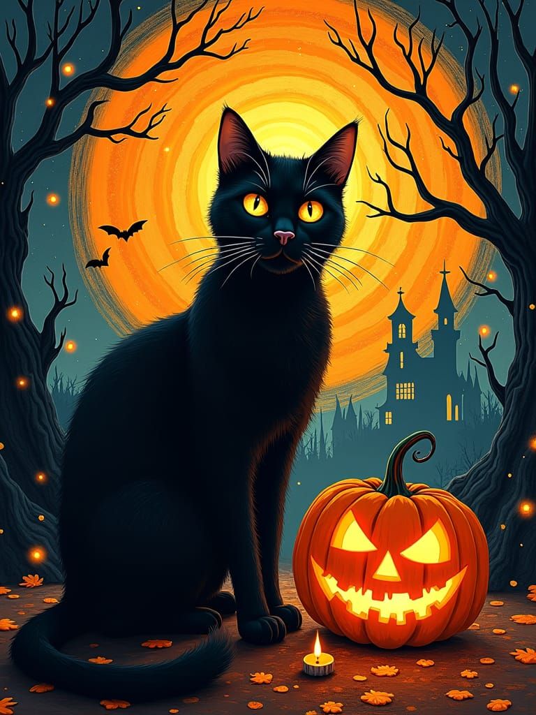 A stunning Art Nouveau-inspired illustration featuring a spirograph design, a festive Halloween  jack-o’-lantern, and a ...