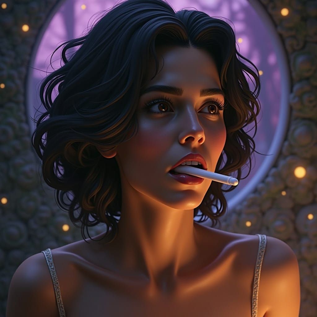 Surreal Fantasy Woman Lost in Dreamlike Architecture